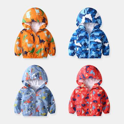 China Breathable Boys Coat 2021 Spring Autumn New Children Clothing Baby Fashion Coat Cartoon Dinosaur Hooded Jackets for sale