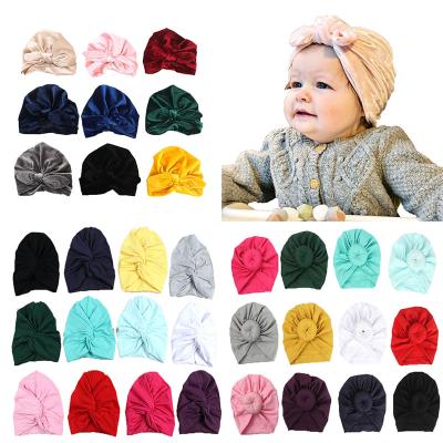 China Baby Bohemian Toddlers Turban Washable Super Soft Cute Knot Cotton Children Kids Bow Kids Hat Cap Hoods for sale