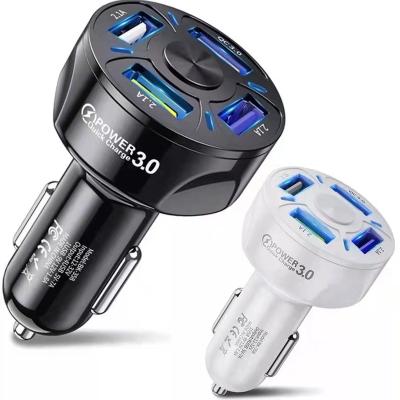 China Wholesale 7A 48W QC3.0 USB Cell Phone Car Charger 4 Fast Charging Phone Fast Charging Left Adapter with Blue Lighting for iphone 13 for sale