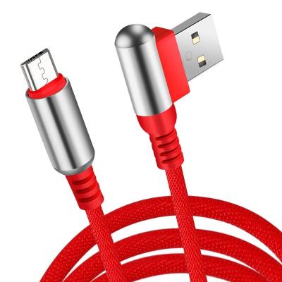 China High Quality Zinc Alloy Cloth USB Cable Fast Charging 5V 2A Mobile Phone 90 Degree Data Cable For Mobile Phones for sale