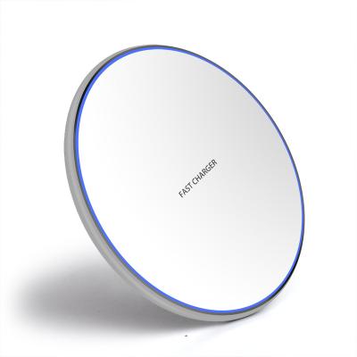 China 2022 Portable Universal LED 5W 10W Qi Universal Mobile Phone Wireless Charger Pad For iPhone Fast Round Wireless Charger for sale