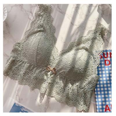 China Beauty Light Green QUICK DRY Wire Free Bralette Ladies Underwear Ladies Bralette Lace Young Girls Spring Bra Women Push Up Bra for sale