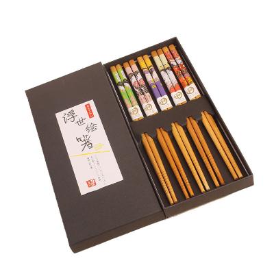 China Classic Viable Custom Printed Bamboo Chopsticks Chopsticks Gift Set of Japanese Style Chopsticks for sale