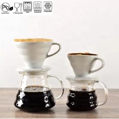 China Wholesale V60/ Stored V Shaped Porcelain Coffee Drip Flow Device Portable Ceramic Filter Set for sale