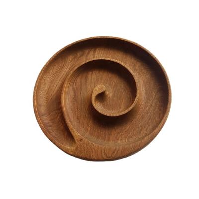 China Home Wooden Serving Tray Creative Oak Fruit Candy Tray Japanese Dried Fruit Snack 12 Inch Round With Custom Logo for sale