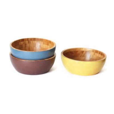 China Sustainable Customized Colorful Salad Bowl Japanese Style Bamboo Ramen Bowl Bamboo Bowl for sale