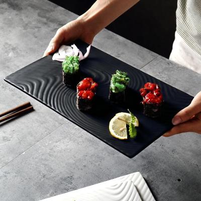 China Matte Black Ceramic Dish Customized Viable 10 Inch 12 Inch Dish Dish And Japanese Sushi Dish Sushi Dish for sale