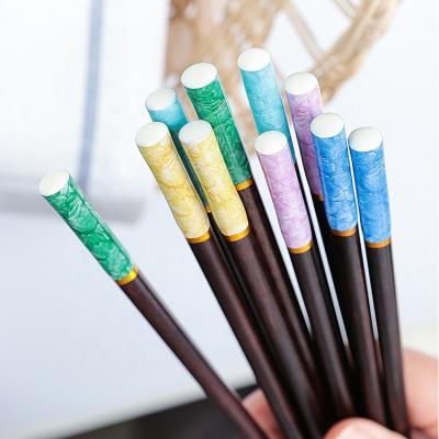 China 23cm Viable Color Stone Wooden Chopsticks Custom Wooden Sushi Chopsticks for sale