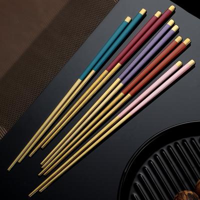 China Popular Marbling Stainless Steel Chopsticks Set Viable Gold and Silver Custom Printing for sale