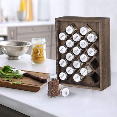 China Customized Freshness Preservation Divided Storage Bamboo Shelf Spice Rack Wooden Spice Trays with 20 Compartments for Kitchen s for sale