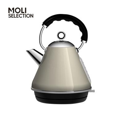 China 360 Moli Retro Rotation Selection Degree Base Household 1.7L Stainless Steel Pyramid High Quality Electric Kettle for sale