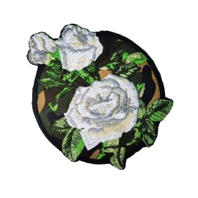 China Washable Rose Garment Accessories Custom Embroidered Patch Embroidery Patches Iron On Sew On Labels For Hats for sale