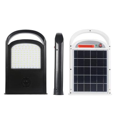 China White Led Solar Lamp Emergency Power Music Player Camping Parties Flood Light For Outdoor Adventures for sale