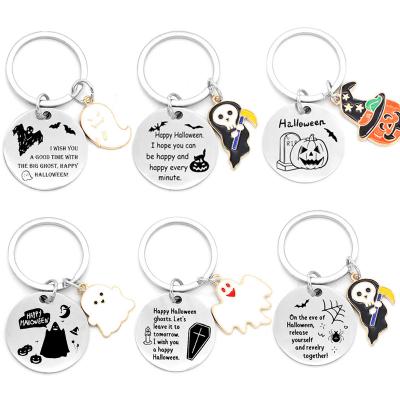 China Souvenir Gifts Promotion Factory Price Sublimation Metal Keyring Enamel Skeleton Keychains In Bulk Key Holder Cute Halloween Custom Keychain Key Chain for sale