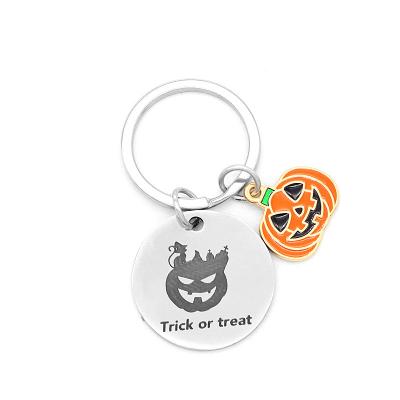 China Souvenir Gifts Promotion New Halloween funny print lettering pendant send friends Ghost pumpkin stainless steel keychain pendant gift for sale