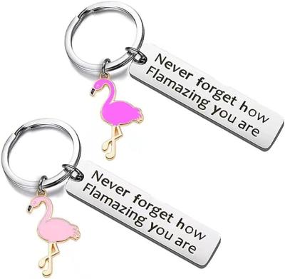 China Souvenir Gifts Promotion Flamingo Gifts for Women Motivational Flamingo Keychain Never Forget How Flamazing You are Accessories for Women Girls for sale