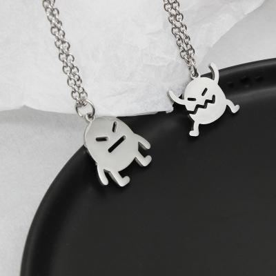 China TRENDY Stainless Steel Necklaces Cartoon Animal Funny Pendant BFF Couple Chain Necklace For Women Men Jewelry Friends Best Gifts for sale