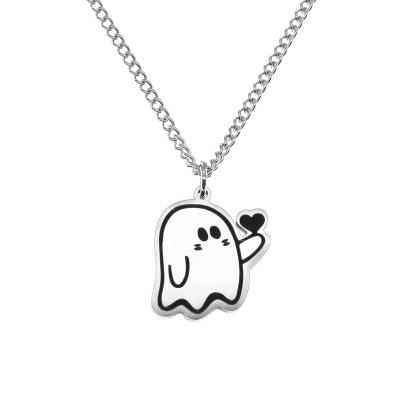 China TRENDY Collar De Pareja De Acero Inoxidable Stainless Steel Non Tarnish Couple Necklace for Men Women Lover Halloween Ghost Necklace for sale