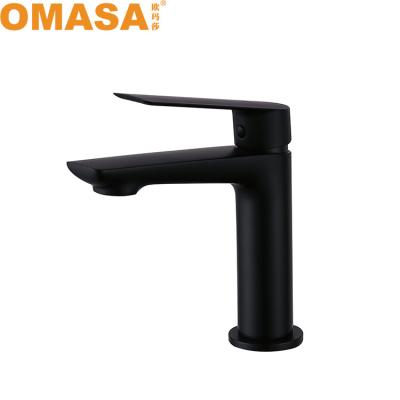 China Contemporary Single Handle Bathroom Vanity Basin Faucets Brass Metered Black Mixer Tap for sale