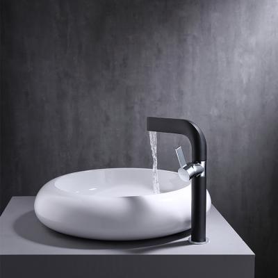 China High Quality Brass Matt Black And Chrome Basin Mixer Taps Metered Hot Cold Water Bathroom Sink Mixer Taps for sale