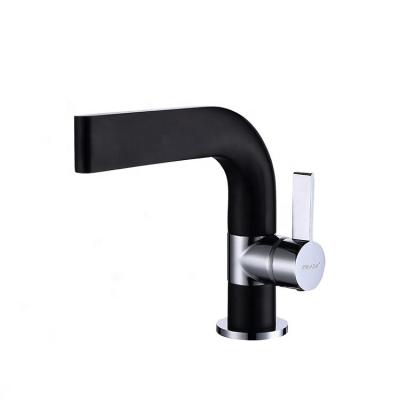 China Matte Black Brass Body Basin Faucets Single Hole Bathroom Faucet Metered Faucet Hot And Cold Water Basin Mixer for sale