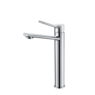 China Contemporary Simple Durable Deck Mounted Basin Mixer Taps THIRD STOMACH Handle Basin Mixer Metered Basin Faucet for sale