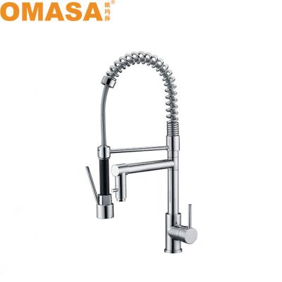 China Pull Out Multifunctional Brass Sink Spring Single Handle Kitchen Sprayer Sprayer Chrome Kitchen Faucet Faucet for sale