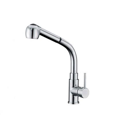 China Metered Faucets THIRD STOMACH Pull Out Long Round Sprayer Deck Mounted Brass Kitchen Faucet for sale