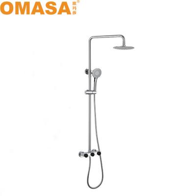 China With Sliding Bar Bathroom Shower System Double Head Set Wall Mounted Bath Shower Sets And Shower Faucets Mixer for sale