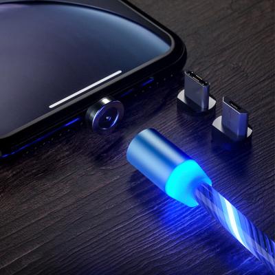 China 360Magnetic LED 2M Magnetic Flowing Light LED Charging Cable USB Charging Cable USB Charger Flowing Charging Adapter for iPhone11 Huawei P30 for sale