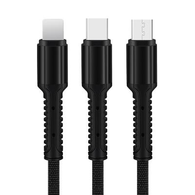 China Three In One High Quality 3in1 Data USB Charging Cable For iPhone Fast Charger Charging Cable For Android Phone Type C Xiaomi Huawei Samsung Charger Wire For iPad for sale