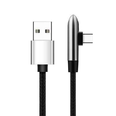 China 90 Degree Bullet Style Zinc Alloy Bullet Style 90 Degree Charging Date 2.4A Wire 1M Fabric Braided Material Fast Charger USB Cable For Iphone for sale