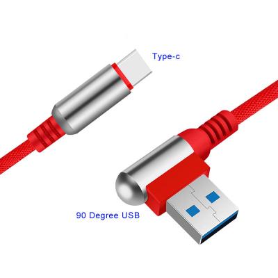 China 90 Degree Zinc Alloy 2.1A Usb 90 Date Cable High Quality Weaving Charging Fast Charger For Type C Mobile Phone for sale