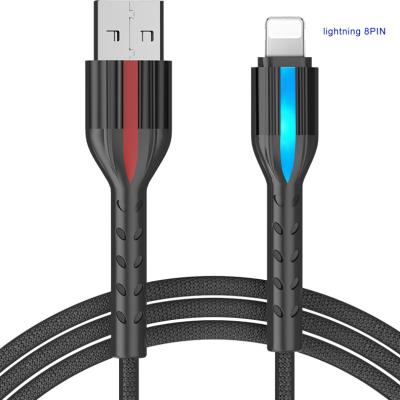 China Ballena Charging Power Off Smart Data Power Off Cable USB Data Cable Nylon Braided Auto Power Smart Led Charging Cable 1M For iPhone X/11/11PRO /11PRO MAX for sale