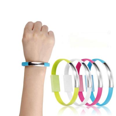 China Colorful Short Flat Cable Wristband Portable Colorful USB Wristband Wristband 2A USB Cable 22CM Short Band Charger Flat Data Type C Charging USB Cable For HuaweiP20 PRO for sale