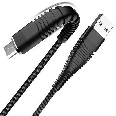 China Durable Fast Charging 1M Micro USB Sync Data USB Charger 2.4A Fast Speed ​​Fish Nylon Braided Tail Cable For Mobile Phone for sale