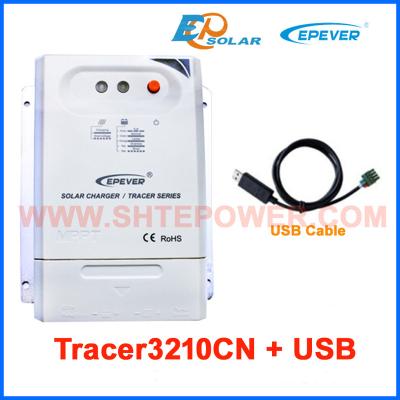 China Auto Solar Charger Controller EPEVER Regulator 30A MPPT Tracer 3210CN 12V 24V +USB Communication Cable for sale