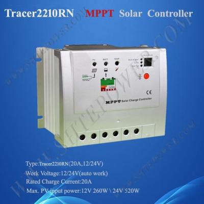 China Solar System Controller Tracer 2210rn MPPT Automatic Solar Charge Controller 20A 12V 24V Max Input 100V for sale