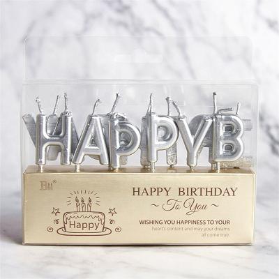 China Happiness Candle Birthday Party Cake Scented Candles In Popular Gold Colors Design for sale