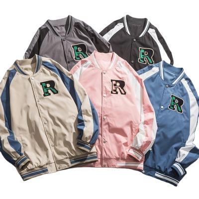 China Breathable Hot Sale Customized Logo Embroidery Printing Unisex Plus Size Loose Varsity Baseball Jacket for sale