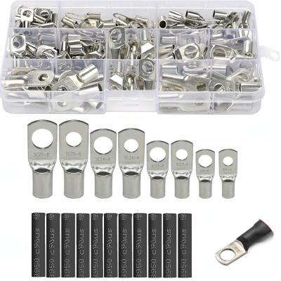 China 220Pcs Assorted Copper Hook Ring Car Battery Terminals Electrical Wire Crimp Copper Mechanical Connector With Cover Automotive Kits for sale