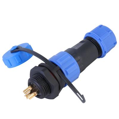 China SP16 Power Locknut Waterproof Connector Male Plug And Female Socket 2 3 4 5 6 7 9 Pin IP68 Cable Connector Aviation Plug for sale