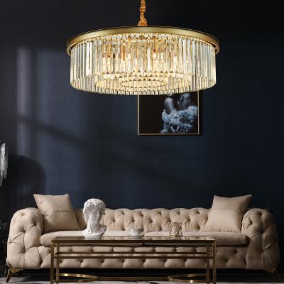 China Large Modern Simple Modern K9 Crystal Lights and Contemporary Brass Energy Saving Chandelier Pendant Light for sale