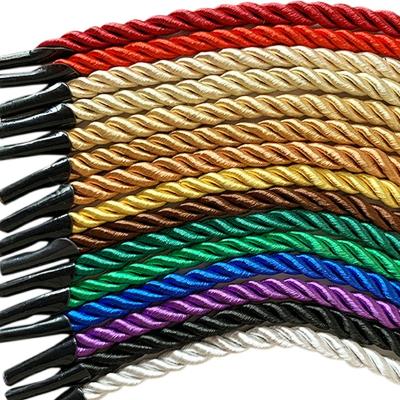 China Viable Wholesale Colored Round Premium 3 Strand Twisted Packing Rope With Loop Clip For Gift Box Paper Bag for sale