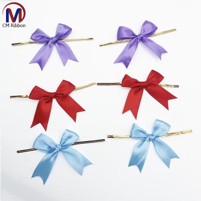 China Eco - Friendly Wholesale Blue Ribbon Bow With Prefabricated Metal Strips for sale