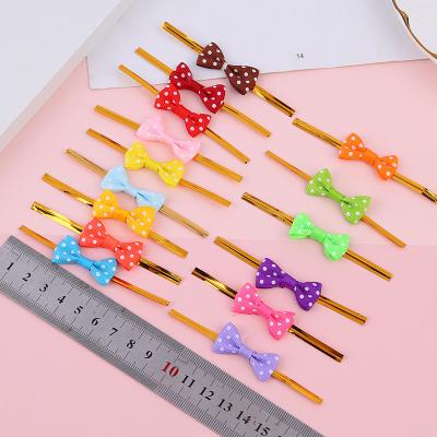 China Eco-Friendly Bow Wholesale Goods Stain Metal Tie Wire Baking Wrapping Ribbon Premade Bow for sale