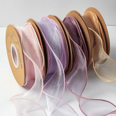 China Fishtail 10yard/rolls 38mm Organza Ribbon High Quality Viable Organza Ribbon for Christmas Decorations for sale