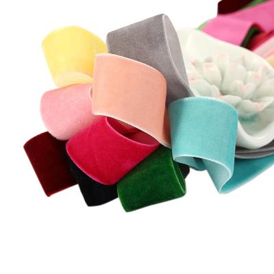 China Viable OEM Manufacturer Wholesales 3-50mm Solid Color Single Side Red And Pink Velvet Ribbon for sale