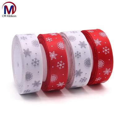 China 25yards/Roll 25mm White Viable Christmas Decoration Grosgrain Silk Ribbon for sale