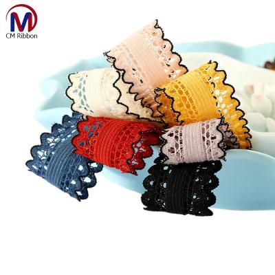 China Factory direct sale elastic korean lace for elastic clothing accessories lace with turned edge hollow elastic for sale